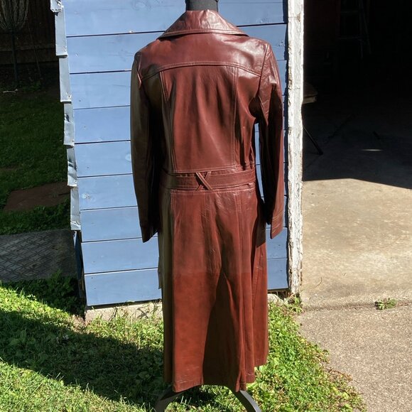 UNWORN Vintage Leather Coat Size L Retro Boho Fall Office Daily Wear 70s - Picture 4 of 12